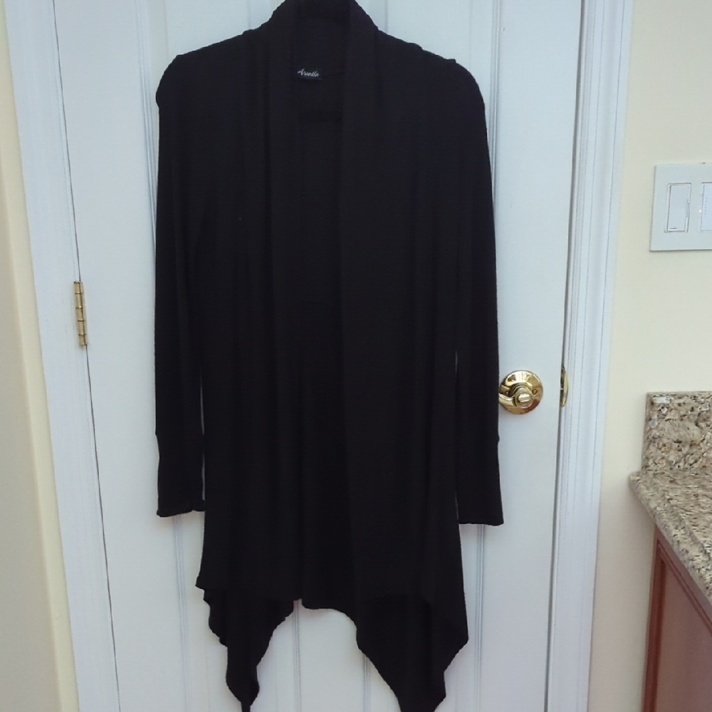 Ariella Elegant Black Draped Cardigan